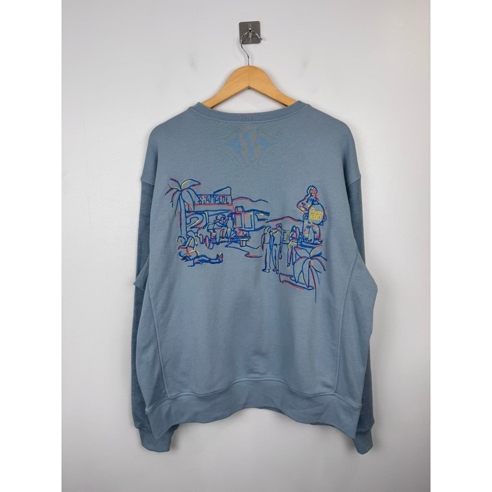 Dinner Service NY Women Blue Sweatshirt Stampede Embroidered Cotton Size Large